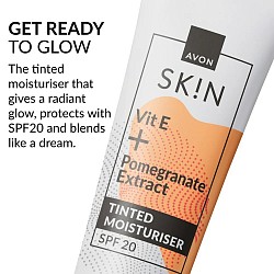 Ready for a gorgeously radiant complexion? Meet SK!N Tinted Moisturiser - your hydrating 2-in-1 make-up and skincare hero for healthy-looking skin.  Easy to choose - with vitamin E and turmeric, it’s a formula to fortify skin while helping to calm and protect. Plus, it blends like a dream for a velvety-soft finish you won’t want to live without.   Easy to use - this glow-boosting beauty adapts to your skin tone, smooths texture and leaves skin looking brighter and livelier.   With a sheer tint and buildable coverage, it’ll be the arsenal in your make-up bag for an effortlessly perfect look all year long.  And there’s more: it’s clinically tested and cruelty-free!  50 ml
